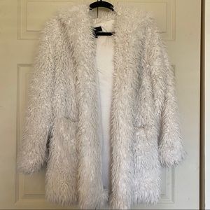 F21 OVERSIZED WHITE FUR COAT